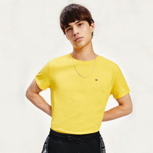 Tommy Jeans pánské žluté tričko Essential  - XL (ZGQ)